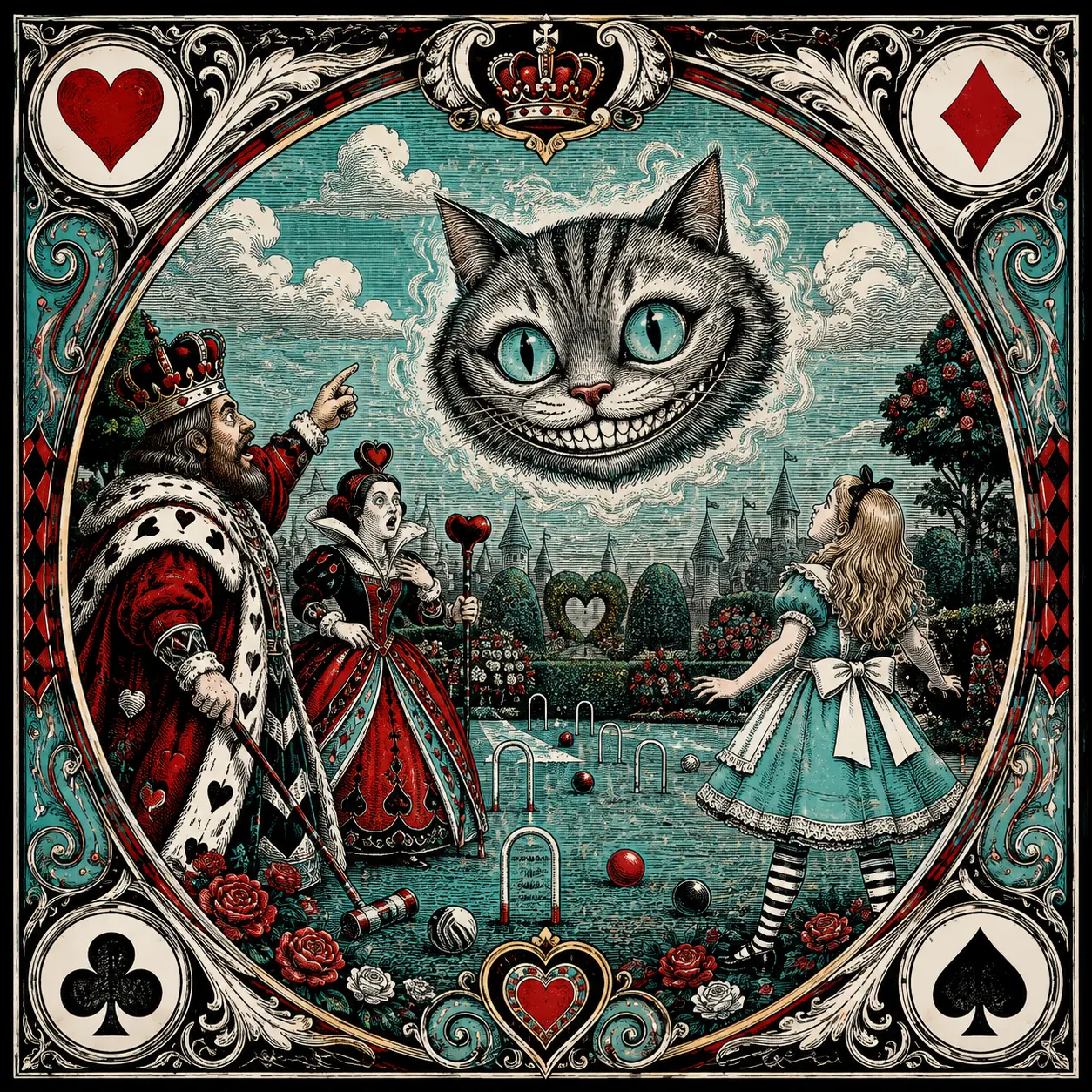 Illustrated Wonderland scene used as a prediction clue