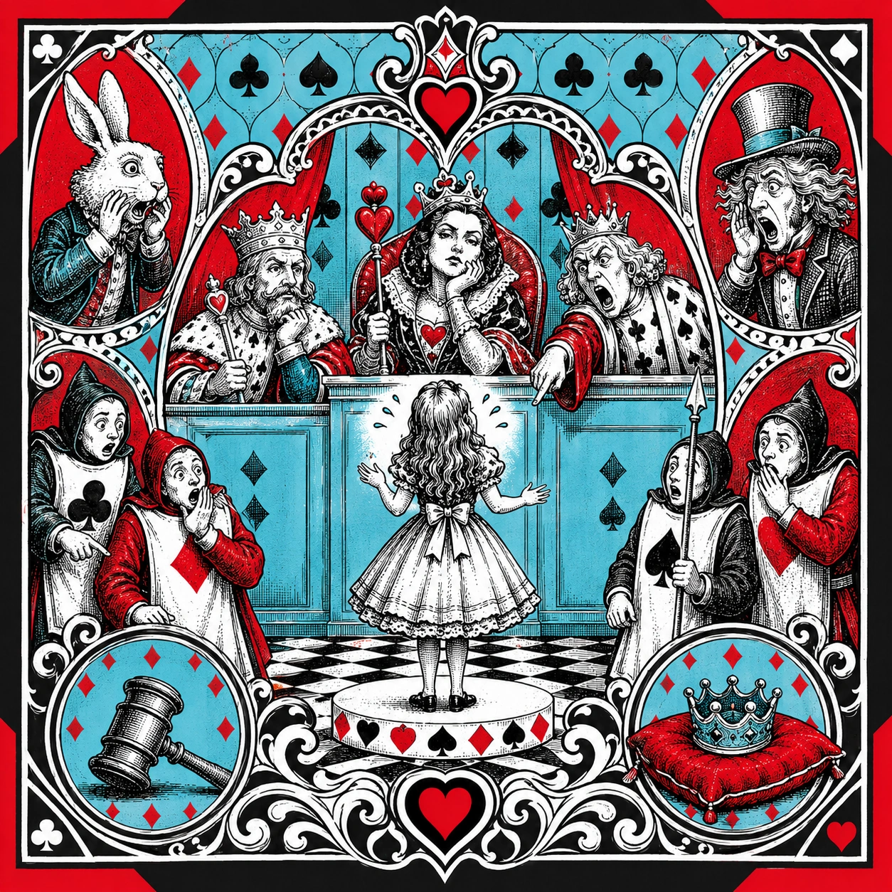 Illustrated Wonderland scene used as a prediction clue