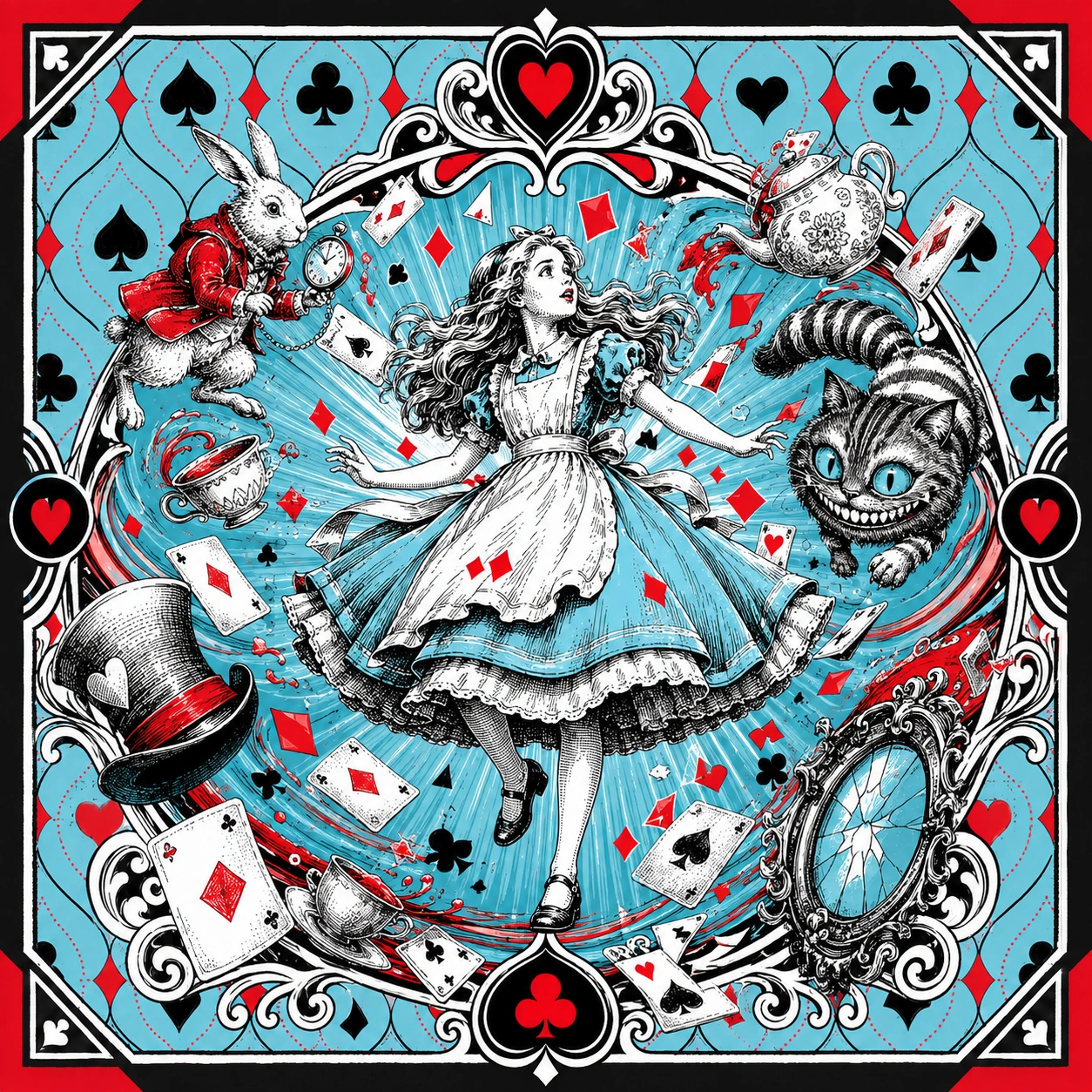 Illustrated Wonderland scene used as a prediction clue