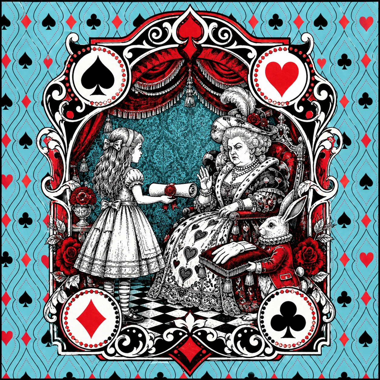 Illustrated Wonderland scene used as a prediction clue