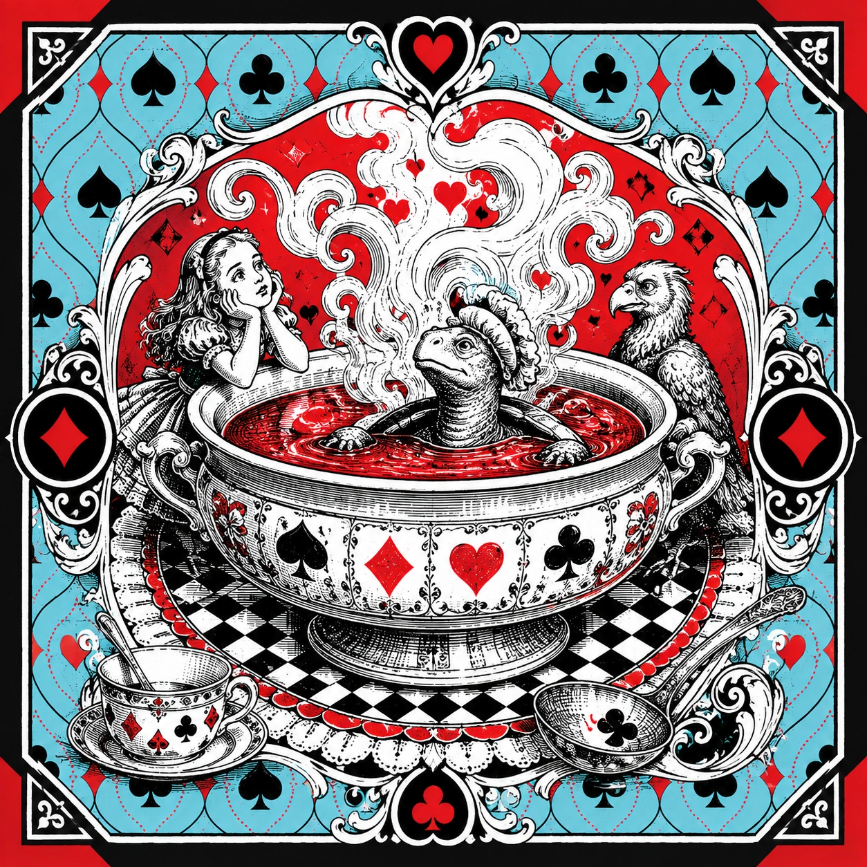Illustrated Wonderland scene used as a prediction clue