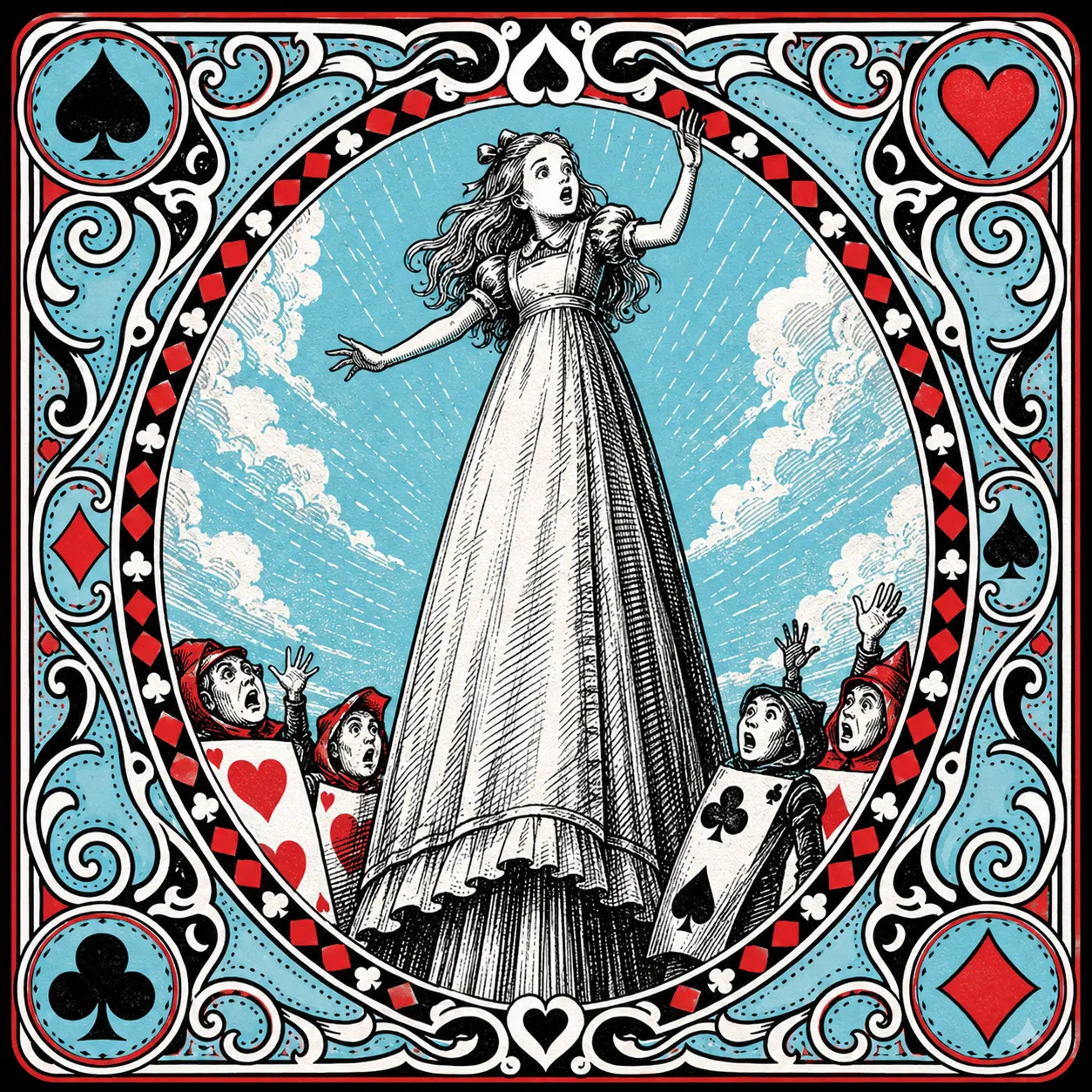 Illustrated Wonderland scene used as a prediction clue