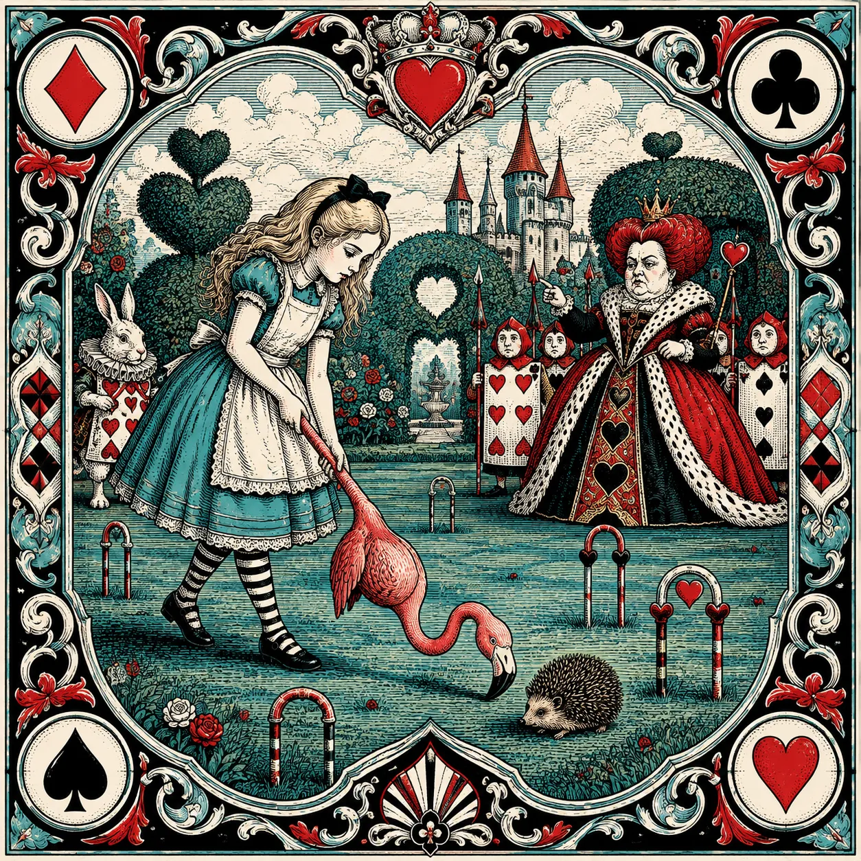 Illustrated Wonderland scene used as a prediction clue