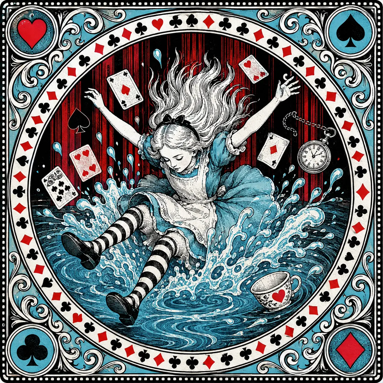 Illustrated Wonderland scene used as a prediction clue