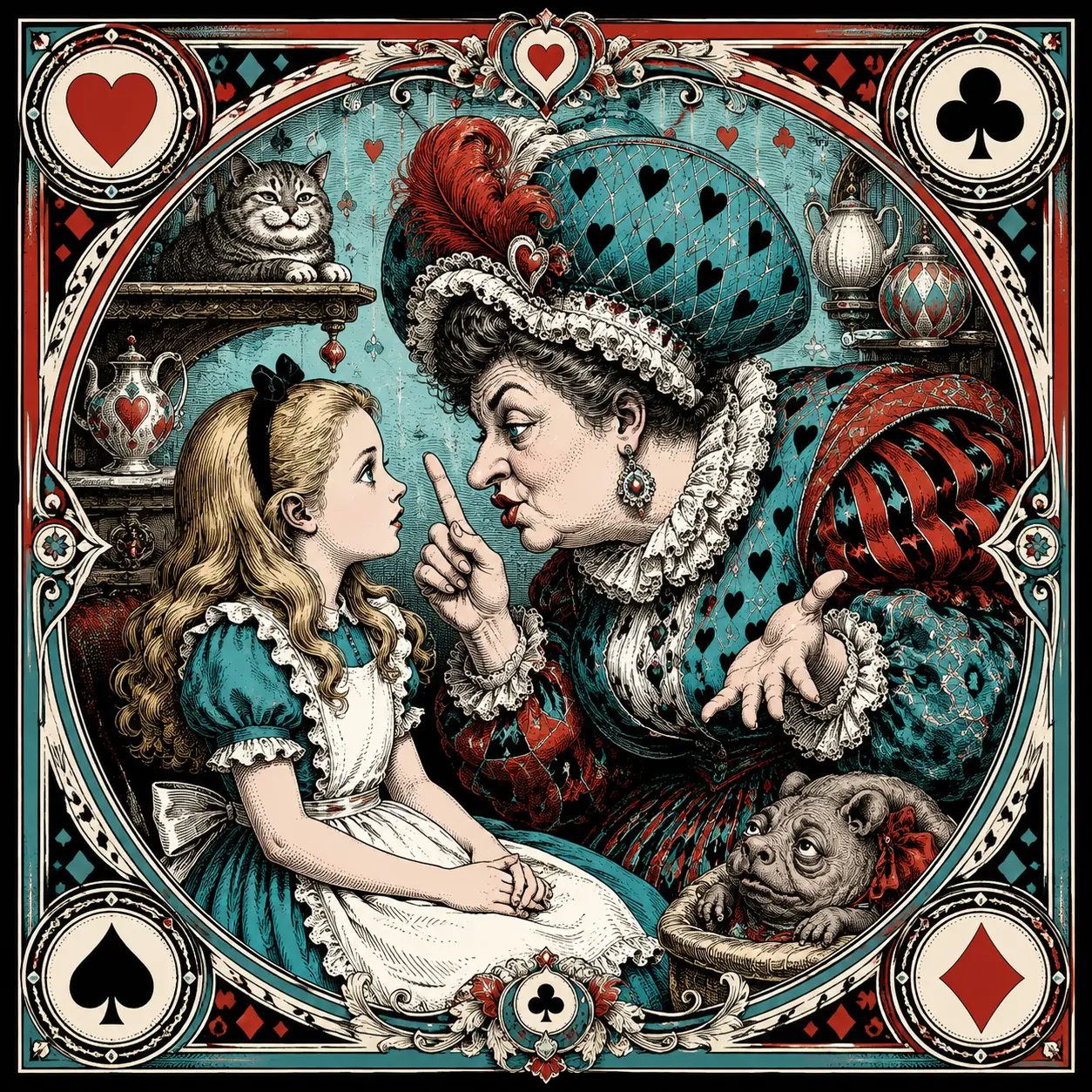Illustrated Wonderland scene used as a prediction clue