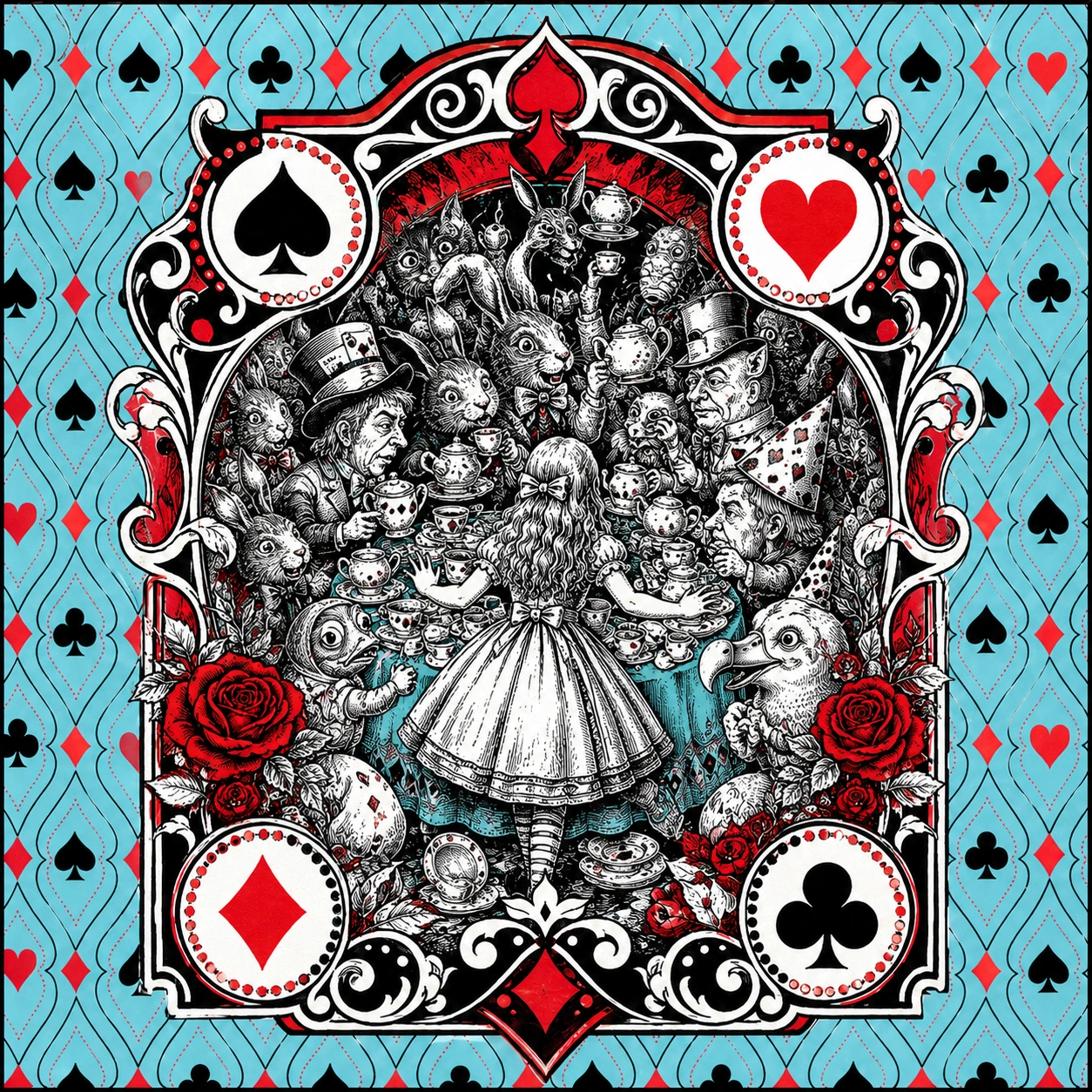 Illustrated Wonderland scene used as a prediction clue