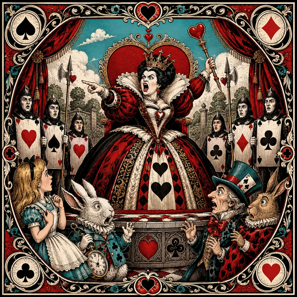 Illustrated Wonderland scene used as a prediction clue