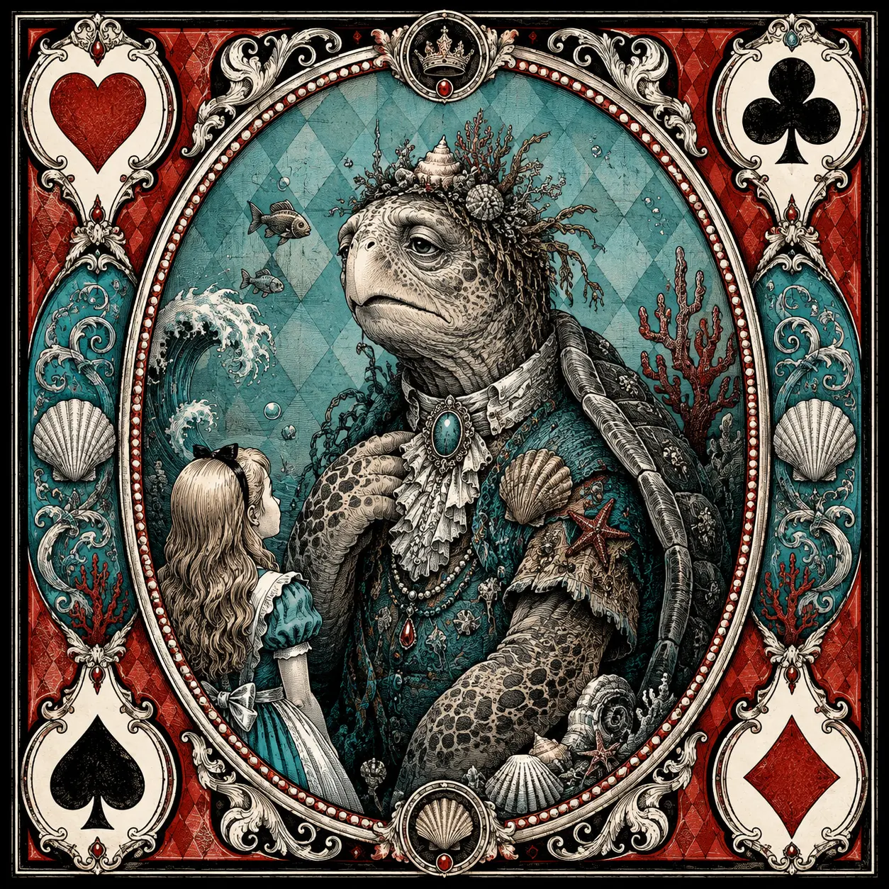 Illustrated Wonderland scene used as a prediction clue