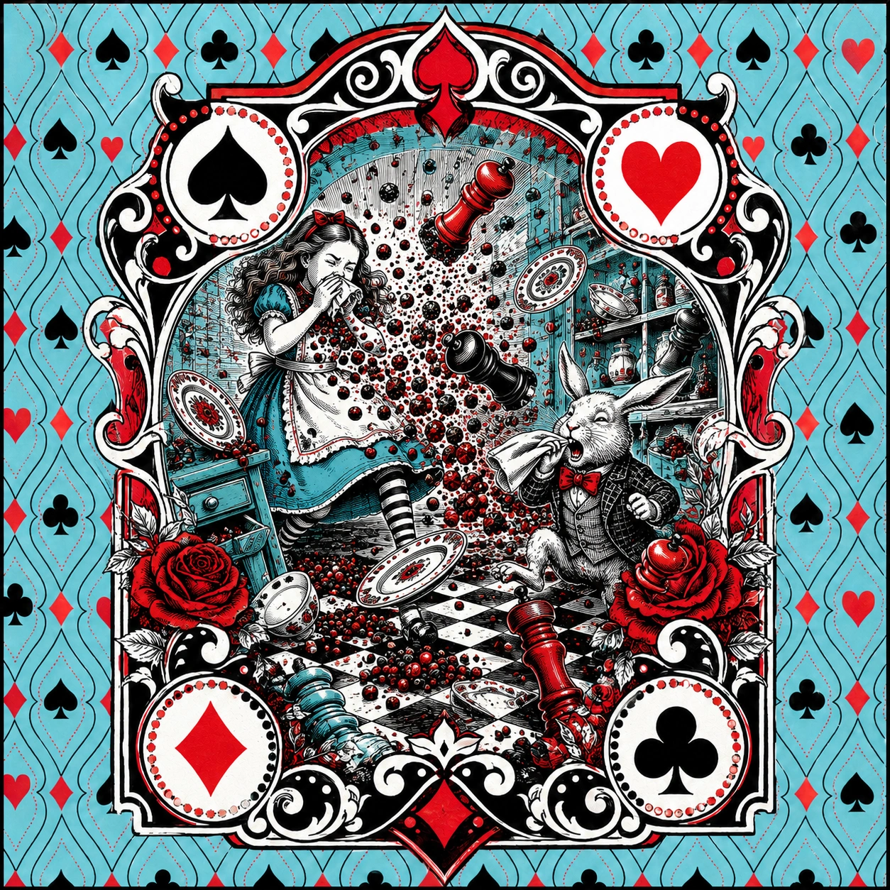 Illustrated Wonderland scene used as a prediction clue