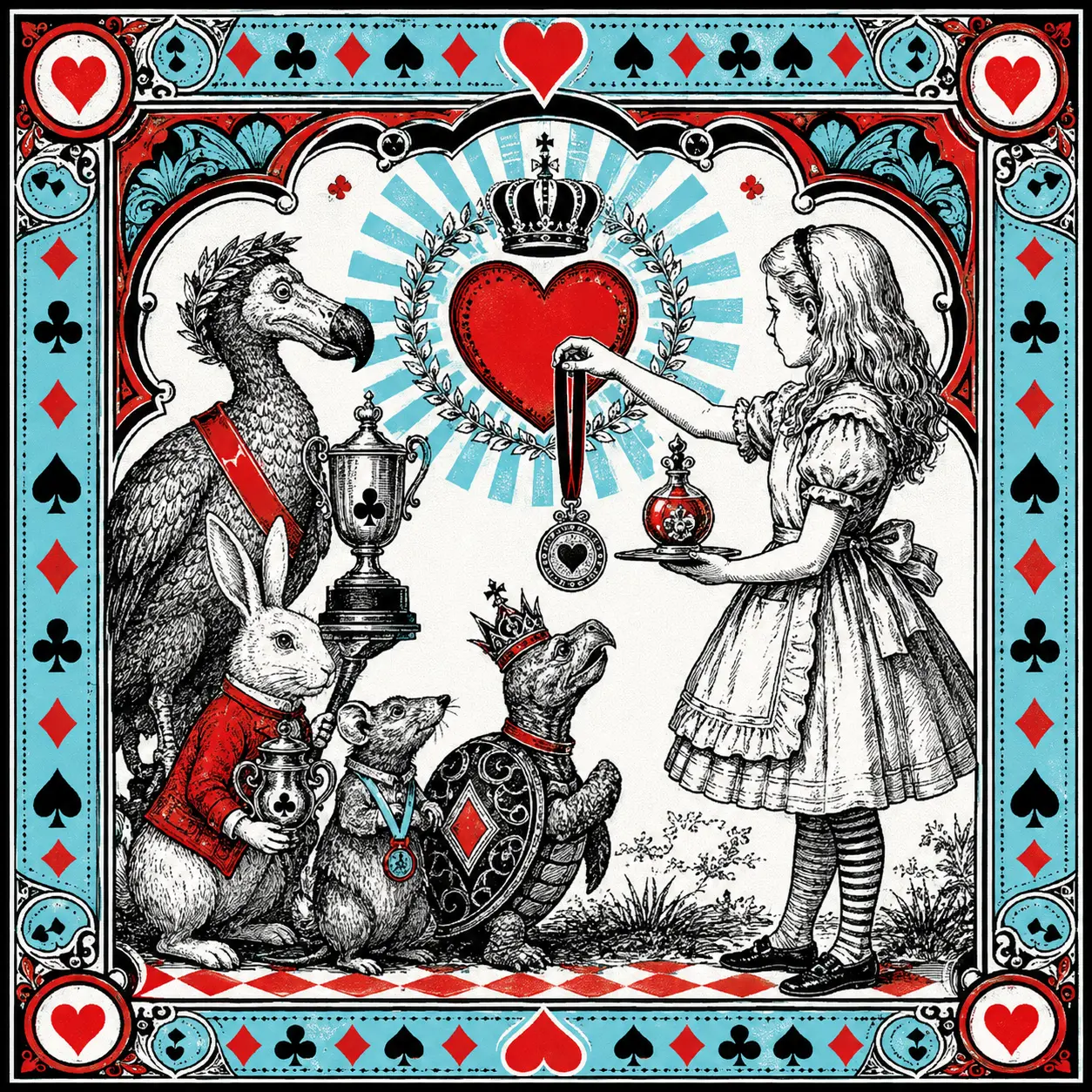 Illustrated Wonderland scene used as a prediction clue