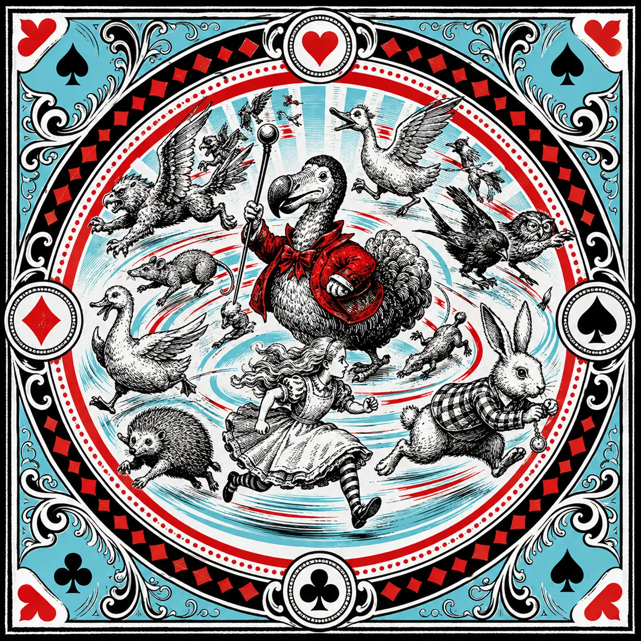 Illustrated Wonderland scene used as a prediction clue