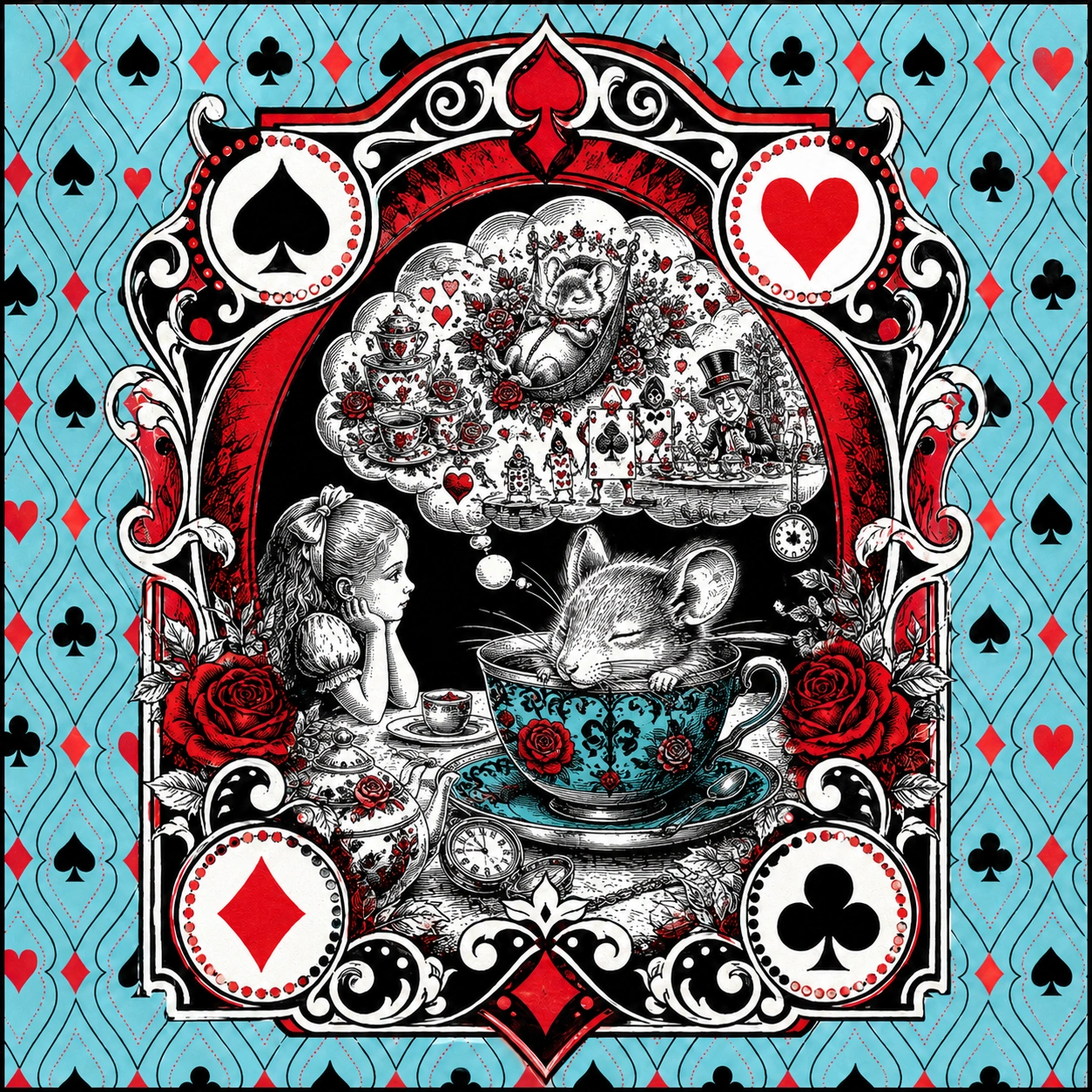 Illustrated Wonderland scene used as a prediction clue
