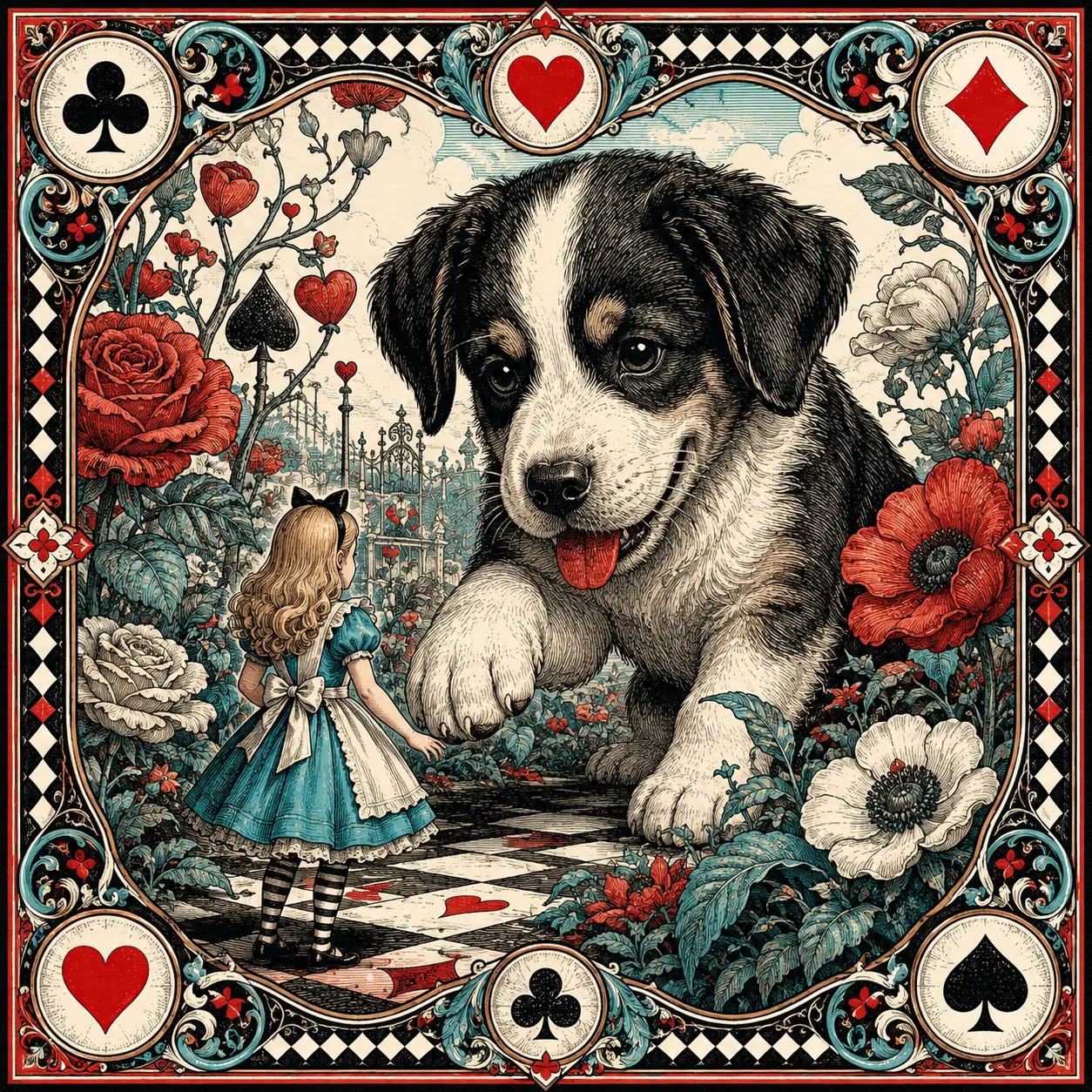 Illustrated Wonderland scene used as a prediction clue