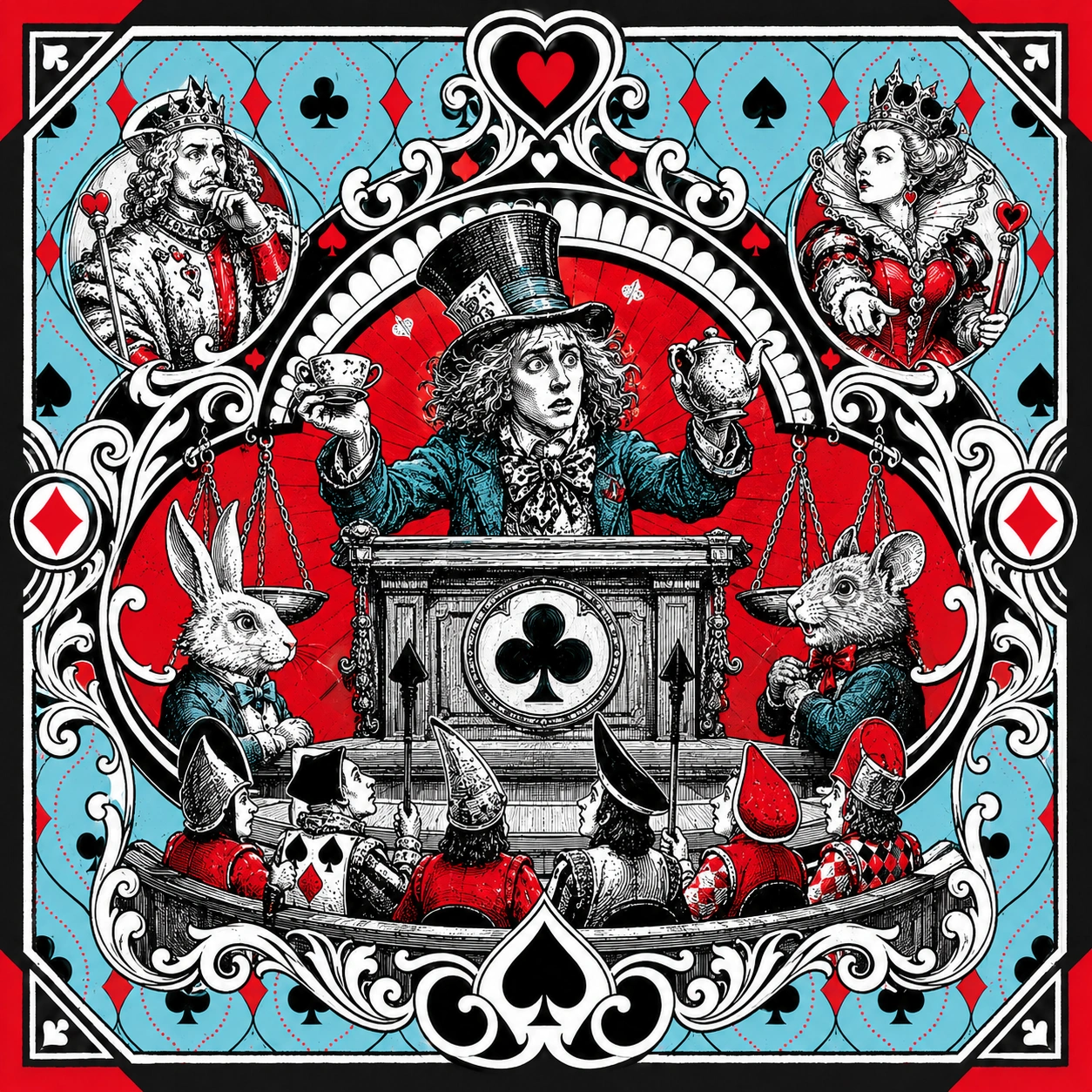 Illustrated Wonderland scene used as a prediction clue
