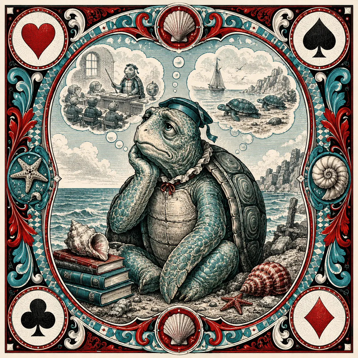 Illustrated Wonderland scene used as a prediction clue