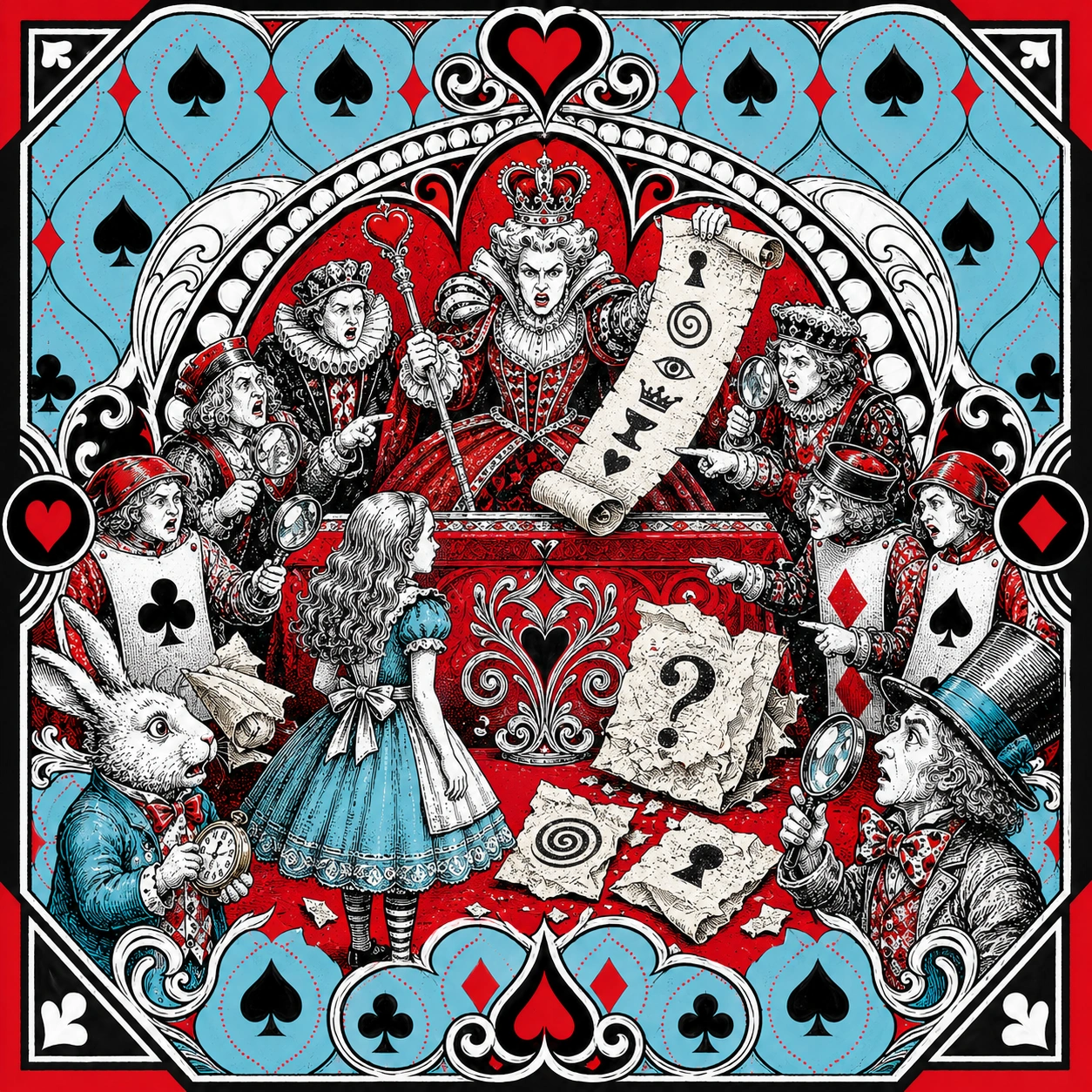 Illustrated Wonderland scene used as a prediction clue