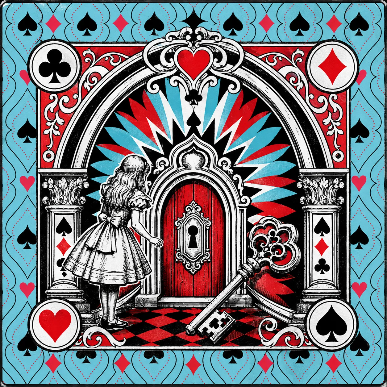 Illustrated Wonderland scene used as a prediction clue