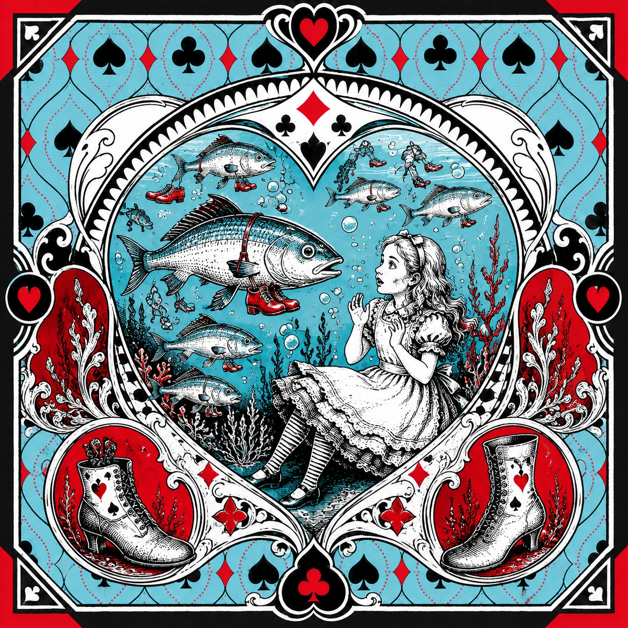 Illustrated Wonderland scene used as a prediction clue