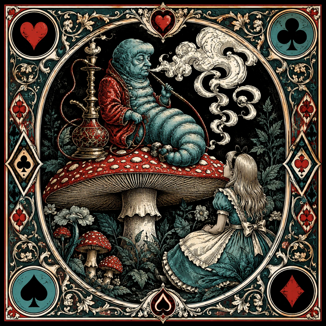 Illustrated Wonderland scene used as a prediction clue
