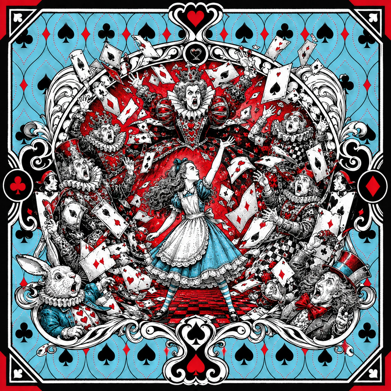 Illustrated Wonderland scene used as a prediction clue