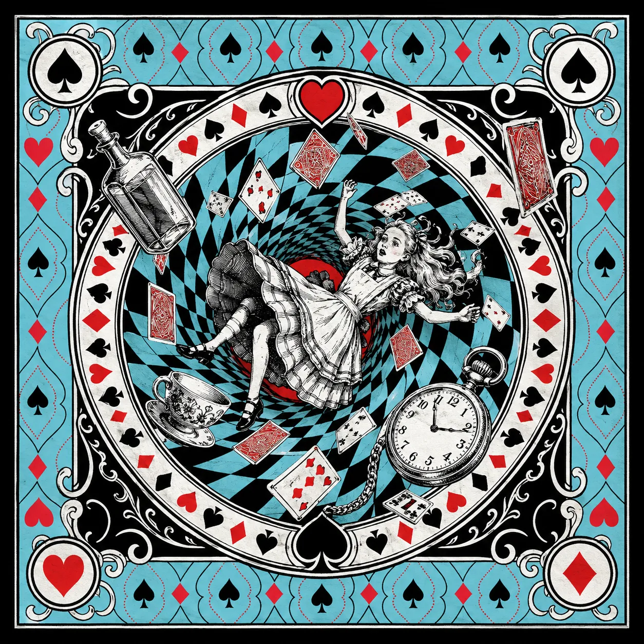 Illustrated Wonderland scene used as a prediction clue