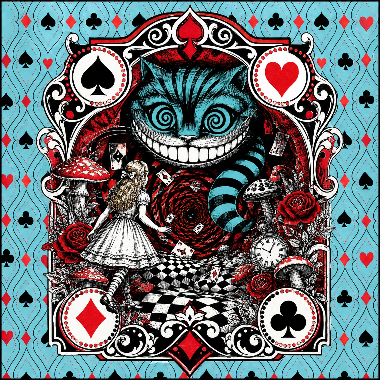 Illustrated Wonderland scene used as a prediction clue